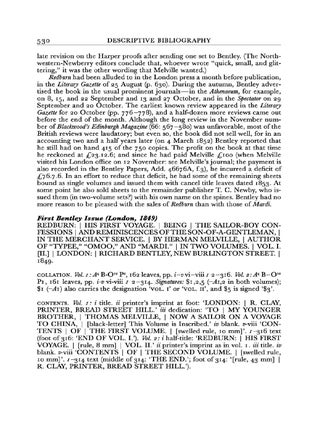 A SAMPLE BIBLIOGRAPHICAL DESCRIPTION WITH COMMENTARY