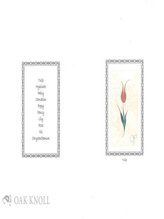 MINIATUR FLOWERS IN MARBLING. AN ACCORDION BOOK WITH TEN MINIATUR FLOWERS.