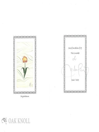 MINIATUR FLOWERS IN MARBLING. AN ACCORDION BOOK WITH TEN MINIATUR FLOWERS.