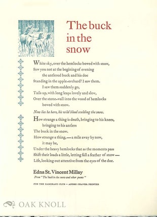 Order Nr. 134790 THE BUCK IN THE SNOW AND OTHER POEMS. Edna St. Vincent Millay