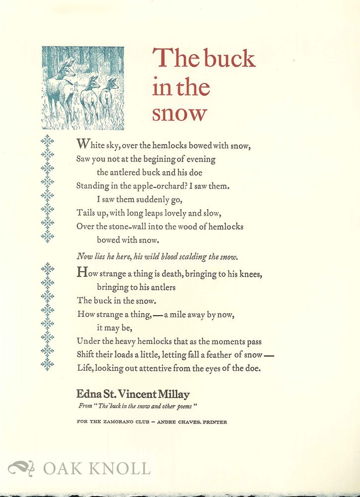 Order Nr. 134790 THE BUCK IN THE SNOW AND OTHER POEMS. Edna St. Vincent Millay.