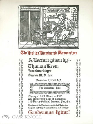 Order Nr. 134816 THE ITALIAN ILLUMINATED MANUSCRIPTS. Thomas Krew