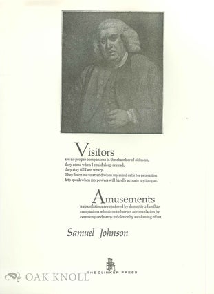 Order Nr. 134825 VISITORS ARE NO PROPER COMPANIONS IN THE CHAMBER OF SICKNESS. Samuel Johnson