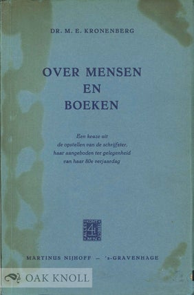 Order Nr. 134899 OVER MENSEN EN BOEKEN. M. E. Kronenberg