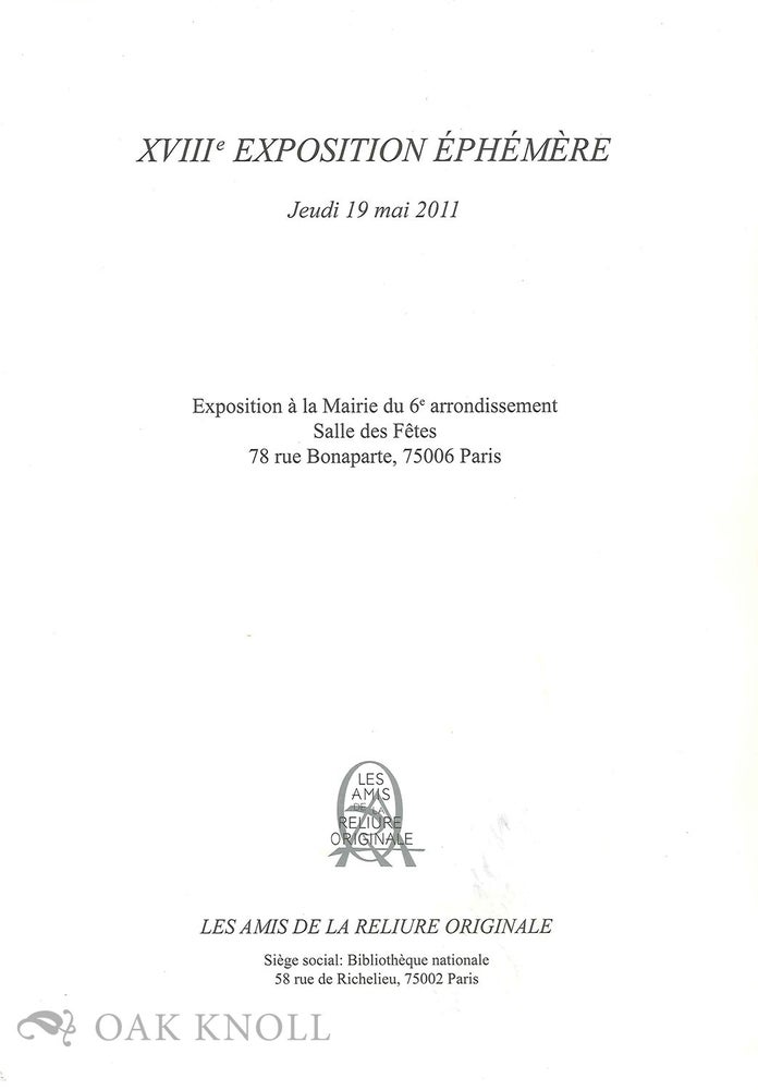 Order Nr. 135064 XVIIIE EXPOSITION ÉPHÉMÈRE.