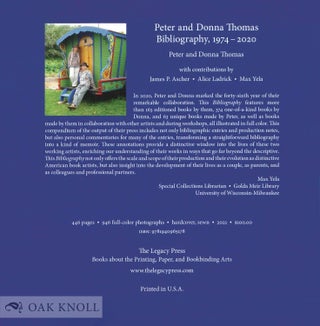 PETER AND DONNA THOMAS: BIBLIOGRAPHY, 1974-2020.