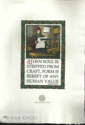 Order Nr. 135674 WHEN SOUL IS STRIPPED FROM CRAFT, FORM IS BEREFT OF ANY HUMAN VALUE. Humphry...