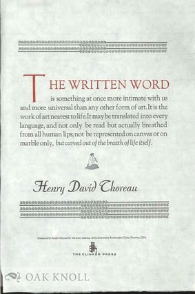 Order Nr. 135675 THE WRITTEN WORD. Henry David Thoreau