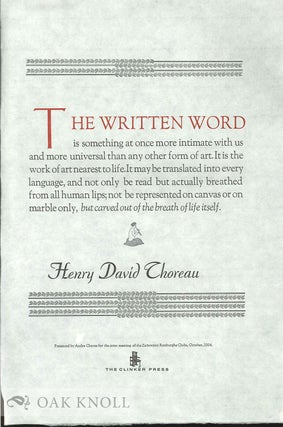 Order Nr. 135675 THE WRITTEN WORD. Henry David Thoreau