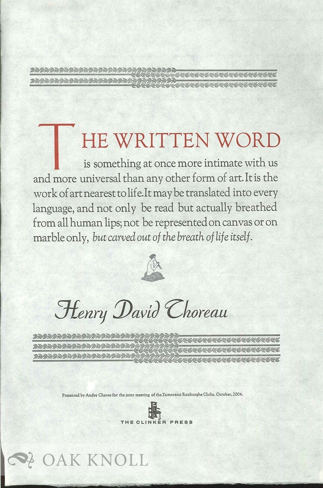 Order Nr. 135675 THE WRITTEN WORD. Henry David Thoreau.