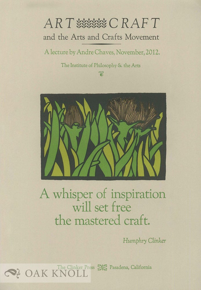 Order Nr. 135698 ART-CRAFT AND THE ARTS AND CRAFTS MOVEMENT. Humphry Clinker.