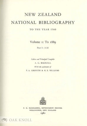 NEW ZEALAND NATIONAL BIBLIOGRAPHY TO THE YEAR 1960.