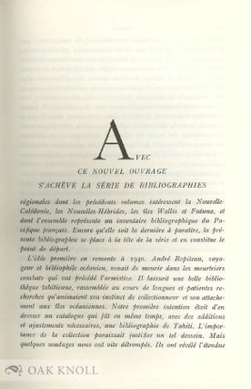 BIBLIOGRAPHIE DE TAHITI ET DE LA POLYNESIA FRANCAISE.