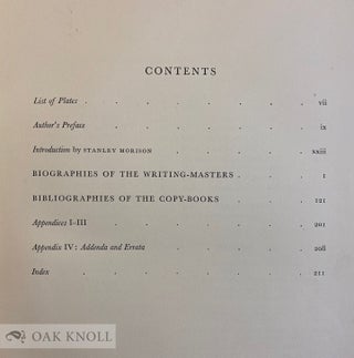 THE ENGLISH WRITING-MASTERS AND THEIR COPY-BOOKS, 1570-1800. A BIOGRAPHICAL DICTIONARY & A BIBLIOGRAPHY. WITH AN INTRODUCTION TO THE DEVELOPMENT OF HANDWRITING BY STANLEY MORISON.