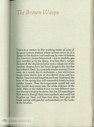 THE BROWN WASPS A COLLECTION OF THREE ESSAYS IN AUTOBIOGRAPHY.