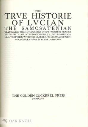 THE TRUE HISTORIE OF LUCIAN THE SAMOSATENIAN.