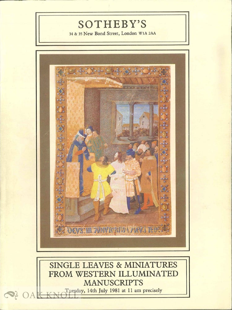 Order Nr. 136598 CATALOGUE OF ILLUMINATED MINIATURES AND SINGLE LEAVES FROM THE NINTH TO THE SIXTEENTH CENTURY.