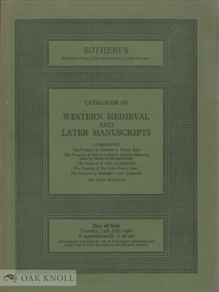 Order Nr. 136599 CATALOGUE OF WESTERN MEDIEVAL AND LATER MANUSCRIPTS