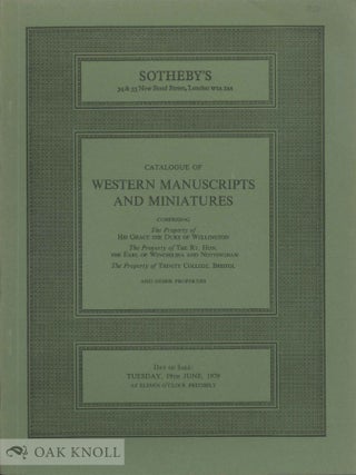 Order Nr. 136620 CATALOGUE OF WESTERN MANUSCRIPTS AND MINIATURES