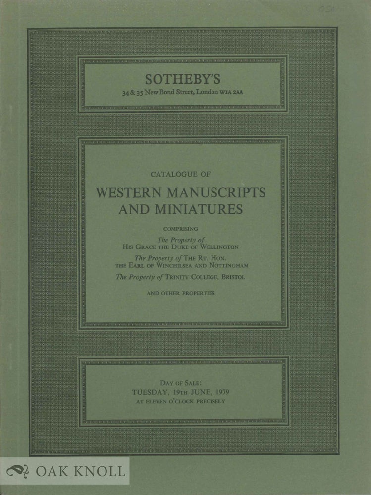 Order Nr. 136620 CATALOGUE OF WESTERN MANUSCRIPTS AND MINIATURES.
