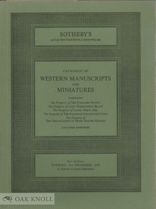 Order Nr. 136621 CATALOGUE OF WESTERN MANUSCRIPTS AND MINIATURES