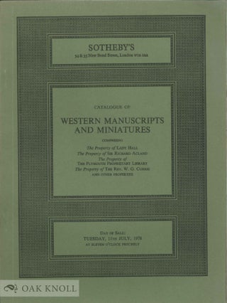 Order Nr. 136622 CATALOGUE OF WESTERN MANUSCRIPTS AND MINIATURES