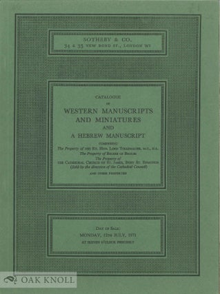 Order Nr. 136626 CATALOGUE OF WESTERN MANUSCRIPTS AND MINIATURES AND A HEBREW MANUSCRIPT