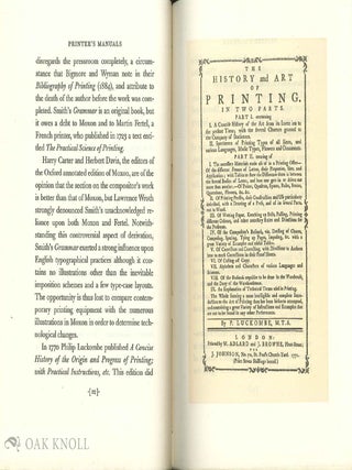 PRINTER'S MANUALS FROM MOXON TO THE PIA.