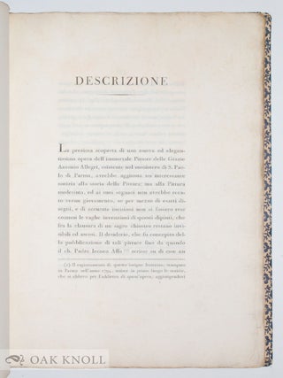 PITTURE DI ANTONIO ALLEGRI DETTO IL CORREGGIO ESISTENTI IN PARMA NEL MONISTERO DI SAN PAOLO.