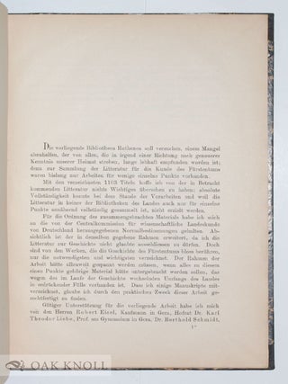 BIBLIOTHECA RUTHENEA, DIE LITTERATUR ZUR LANDESKUNDE UND GESCHICHTE DES FÜRSTENTUMS REUSS J. L.