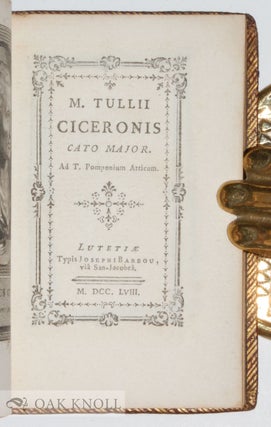M. TULLII CICERONIS CATO MAJOR. AD T. POMPONIUM ATTICUM.