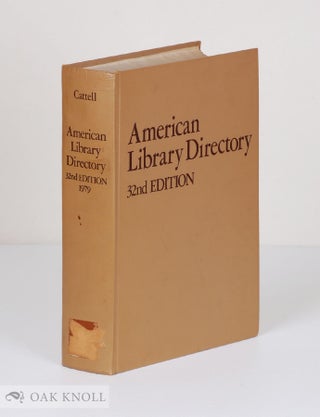 Order Nr. 137047 AMERICAN LIBRARY DIRECTORY. Jacques Cattell Press