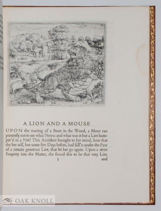 TWENTY FOUR FABLES OF AESOP AND OTHER EMINENT MYTHOLOGISTS, AS RENDERED INTO ENGLISH BY SIR ROGER L'ESTRANGE, KNIGHT, WITH ILLUSTRATIONS AFTER THE ETCHINGS OF MARCUS GHEERAERTS THE ELDER.