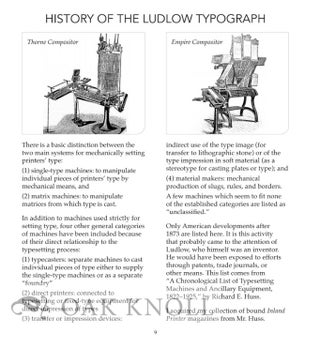 HISTORY OF THE LUDLOW TYPOGRAPH.