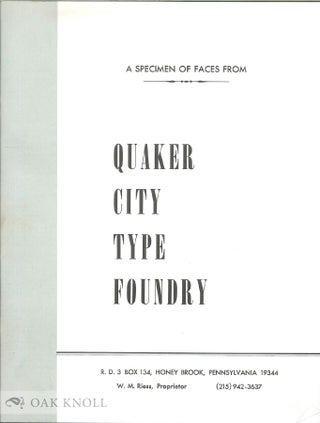 Order Nr. 137132 A SPECIMEN OF FACES FROM QUAKER CITY TYPE FOUNDRY