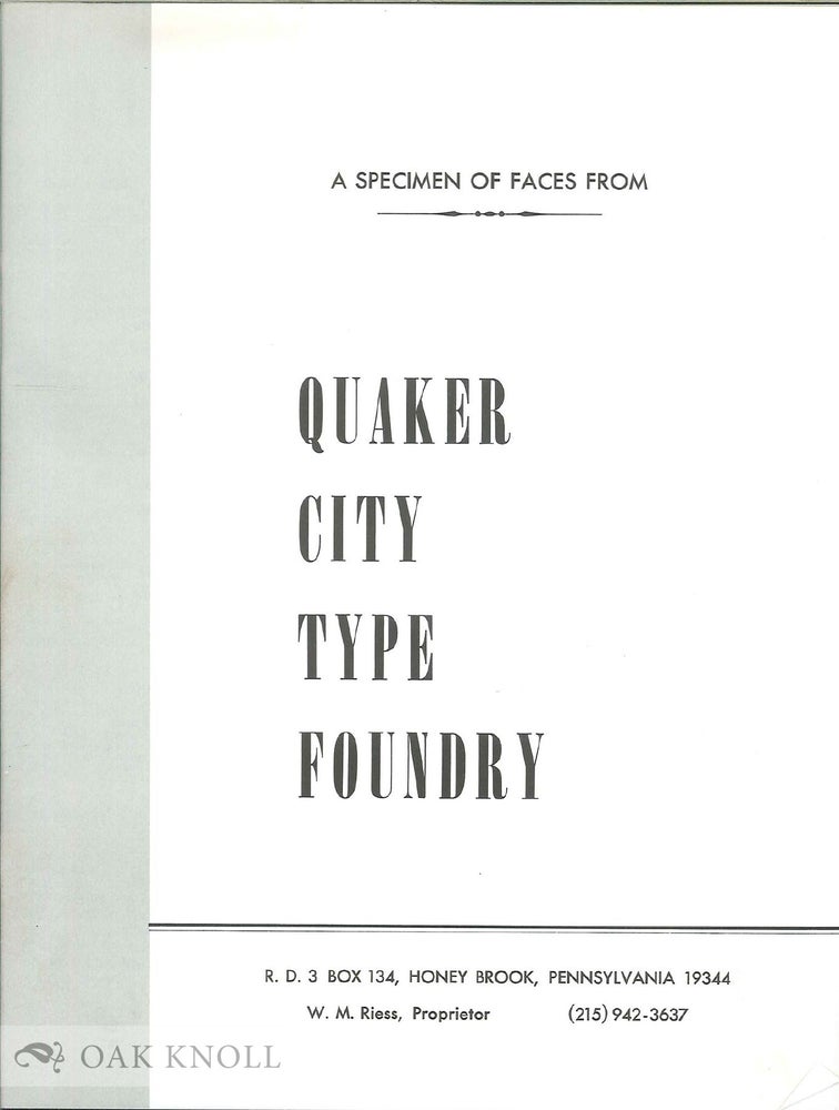 Order Nr. 137132 A SPECIMEN OF FACES FROM QUAKER CITY TYPE FOUNDRY.