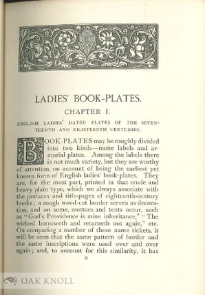LADIES' BOOK-PLATES, AN ILLUSTRATED HANDBOOK FOR COLLECTORS AND BOOK-LOVERS.