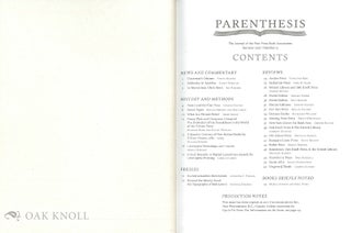 PARENTHESIS 13: THE NEWSLETTER OF THE FINE PRESS BOOK ASSOCIATION.