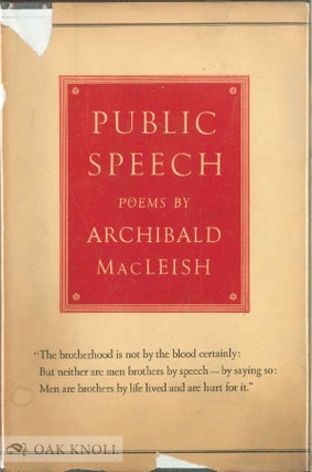 Order Nr. 137622 PUBLIC SPEECH. Archibald Macleish