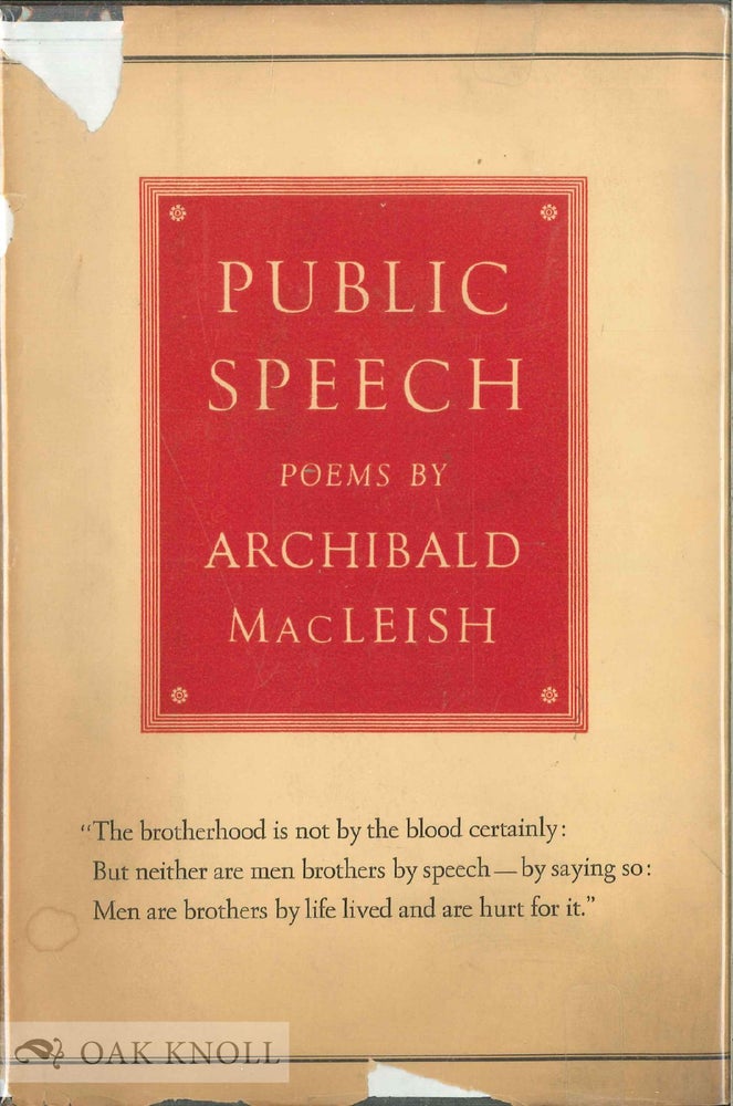 Order Nr. 137622 PUBLIC SPEECH. Archibald Macleish.