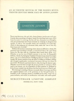 Order Nr. 137781 LINOTYPE JANSON. Linotype