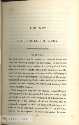 NARRATIVE OF A JOURNEY TO THE ZOOLU COUNTRY, IN SOUTH AFRICA