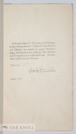 THE LETTERS OF WASHINGTON IRVING TO HENRY BREVOORT.