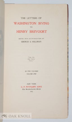 THE LETTERS OF WASHINGTON IRVING TO HENRY BREVOORT.