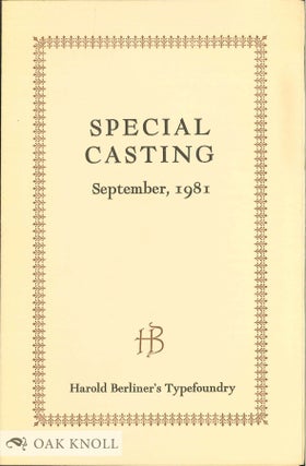 Order Nr. 138119 SPECIAL CASTING. SUMMER 1981