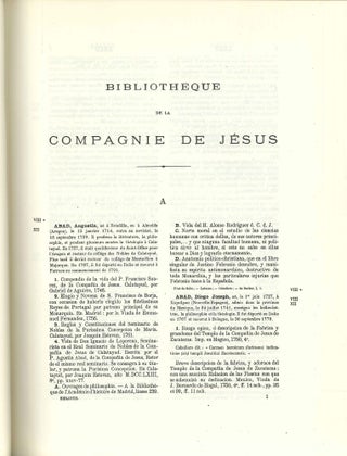 BIBLIOTHEQUE DE LA COMPAGNIE DE JESUS. 9 VOLUMES, PLUS 3 SUPPLEMENT VOLUMES.
