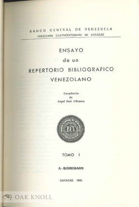 ENSAYO DE UN REPERTORIO BIBLIOGRAFICO VENEZOLANO ANOS 1808-1950.