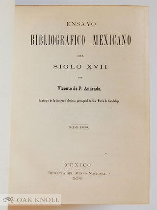 ENSAYO BIBLIOGRÁFICO MEXICANO DEL SIGLO XVII.