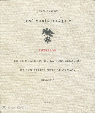 Order Nr. 138329 JOSÉ MARÍA IDIÁQUEZ, IMPRESOR EN EL ORATORIO DE LA CONGREGACIÓN DE SAN...