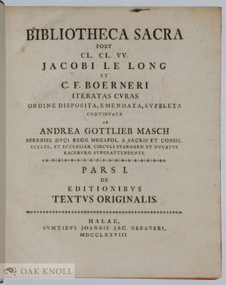 BIBLIOTHECA SACRA ITERATAS CURAS.